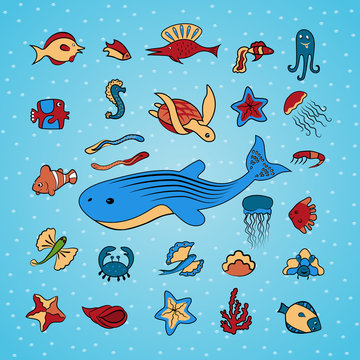Clip art with marine life