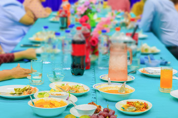 Dinner party celebration merry christmas and happy new year Concept