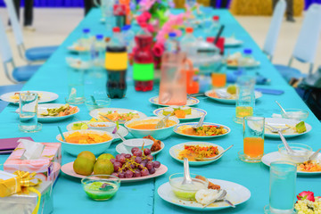Dinner party celebration merry christmas and happy new year Concept