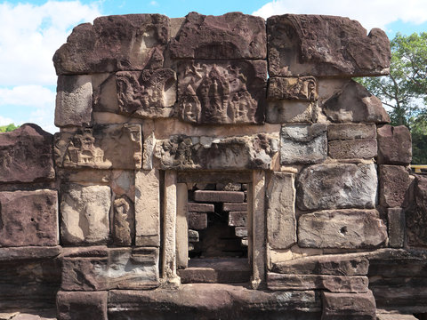 Siem Reap-December 24, 2017:Bakong is the first temple mountain of sandstone constructed by rulers of the Khmer empire at Angkor near modern Siem Reap in Cambodia.
