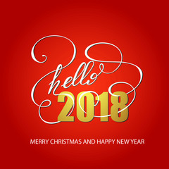 Banner Design with lettering Hello, 2018! Vector illustration.