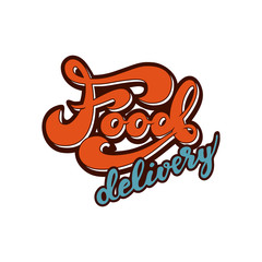 Banner Design with lettering Food delivery. Vector illustration.