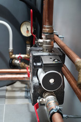 Boiler charging unit wit copper pipes ant valves
