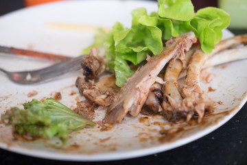 Empty plate after eating pork steak