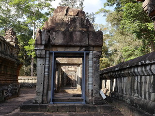 Siem Reap, Cambodia-December 23, 2017: Ta Keo is a temple mountain in Siem Reap. The four stairways that lead on the summit are continuous and very steep.