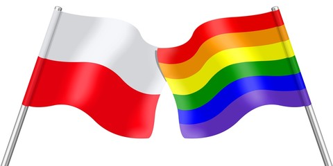 Flags. Poland and Rainbow  