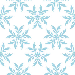 Fototapeta premium Blue floral seamless pattern on white background