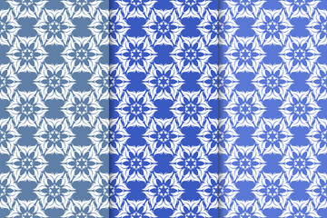 Fototapeta premium Set of floral ornaments. Vertical blue seamless patterns