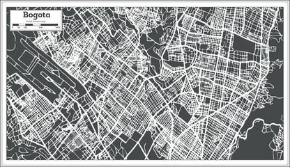 Bogota Colombia City Map in Retro Style. Outline Map.