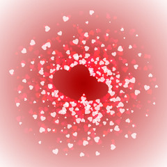 Pair of hearts lined with confetti. Valentine's day card. Vector illustration