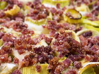 Nahaufnahme eines Speckkuchen