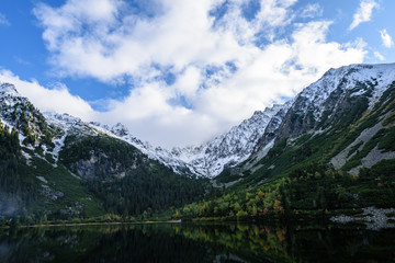 slovakian carpathian mountains in autumn with green forests