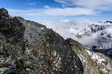 slovakian carpathian mountains in autumn. way to Krivan