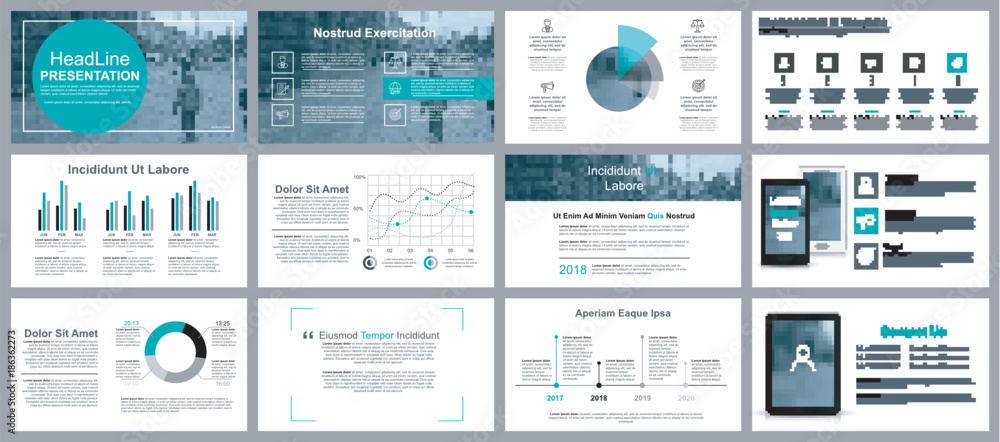 Poster Business presentation slides templates from infographic elements. Can be used for presentation, flyer and leaflet, brochure, corporate report, marketing, advertising, annual report, banner, booklet.