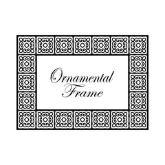 Obraz premium Retro ornamental frame. Flourished ornate border. Luxury elegant ornament. Vintage element. Template for design. Vector illustration