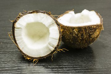 A coconut in cross-section.