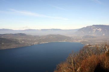 Bourget lake and mountains