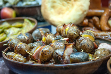 Baked potato on a plate, Ukrainian Christmas market