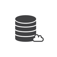 Cloud storage icon vector, filled flat sign, solid pictogram isolated on white. Database symbol, logo illustration.