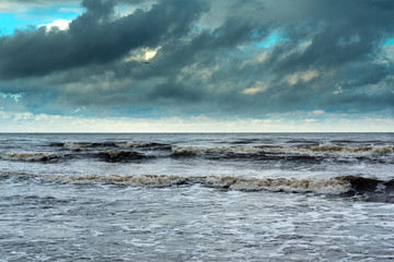 Cold and stormy Baltic sea in winter time.