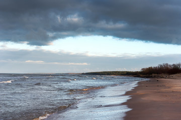 Cold and stormy Baltic sea in winter time.