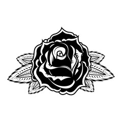 Rose illustration in tattoo style. Design element for oster, emblem, sign,t shirt.