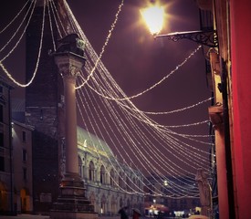 Obraz premium Main square of VICENZA City in Italy with vintage effect