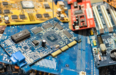 close-up of electronic circuit board. electrical engineer concept