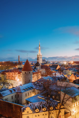 Naklejka premium Traditional Old Architecture Cityscape In Historic District Of Tallinn