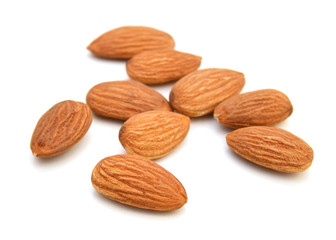 Almonds isolated on white background