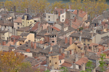 Vision aérienne de la Ville de Lyon depuis la cathédrale Notre-Dame de Fourvière