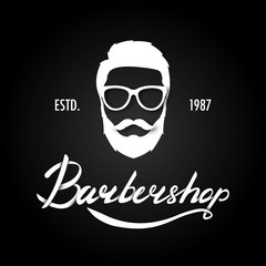 Hand draw lettering in vector. Barber shop modern calligraphy. Hipster vector illustration.