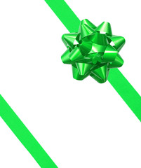 Green ribbon over white paper 