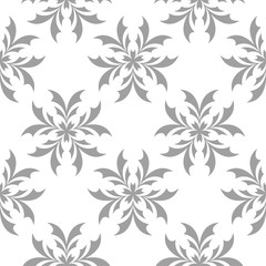Gray floral seamless pattern on white background