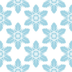 Blue floral seamless pattern on white background