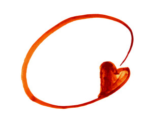 Handdrawn circular frame with a heart. Vector illustration