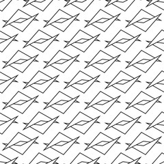 Black geometric ornament on white background. Seamless pattern