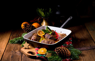 Beef rolls from the oven