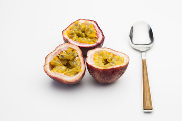 Passion fruit on white backgrounds