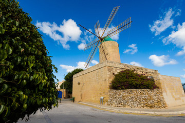 Fototapeta na wymiar Old windmill on Gozo island