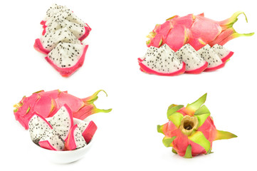 Group of hylocereus undatus on white