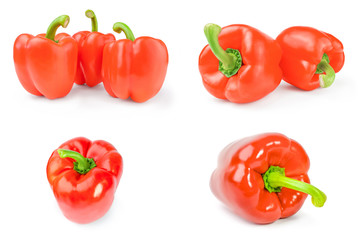 Set of red sweet peppers on a background