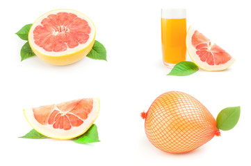 Set of citrus grandis over a white background