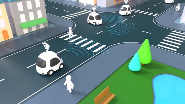 Self-driving cars - 3D Animation