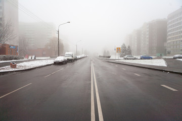 Empty street road view