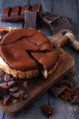 Homemade cheesecake with chocolate dessert - healthy organic summer dessert pie cheesecake. Vanilla Cheese Cake.