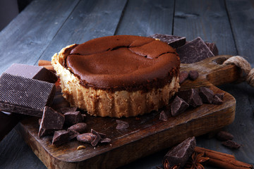 Homemade cheesecake with chocolate dessert - healthy organic summer dessert pie cheesecake. Vanilla Cheese Cake.