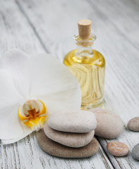 Spa products and white orchids