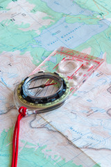 Compass and a topographic map