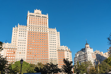 The Edificio Espana at the Plaza de Espana in Madrid, Spain